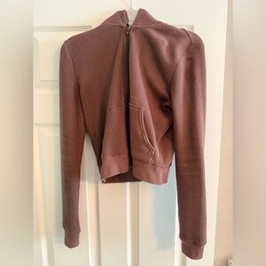SKIMS Brown Waffle Zip Hoodie